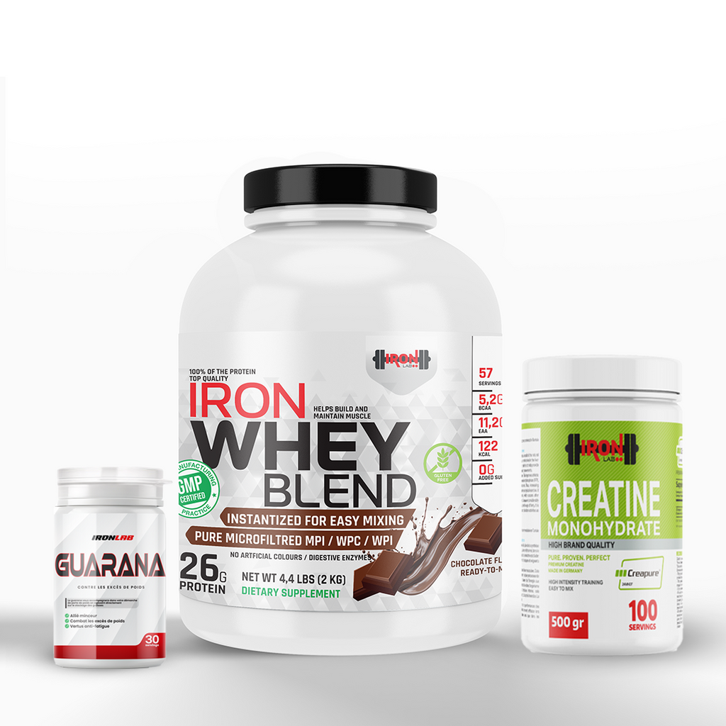 Pack Whey 2KG Chocolat + Créatine Creapure® 500g + Guarana