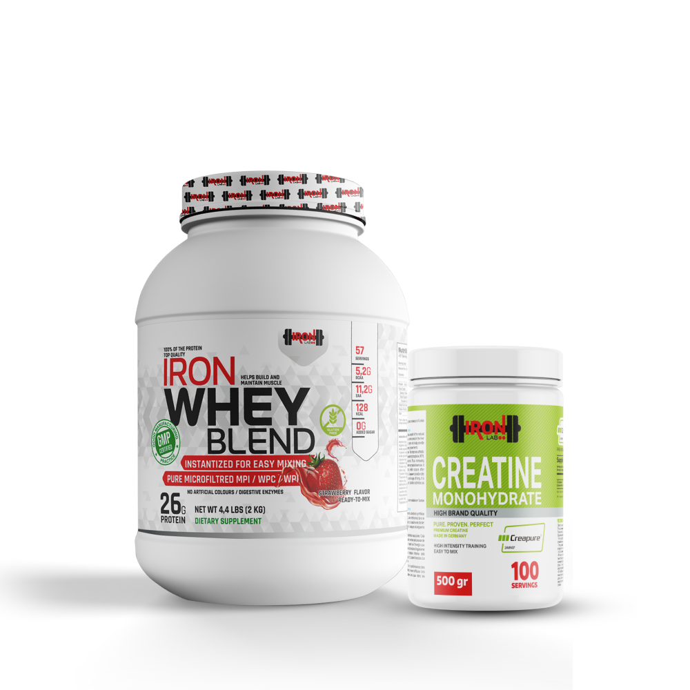 Pack Whey 2KG Fraise  + Créatine Monohydrate 500g