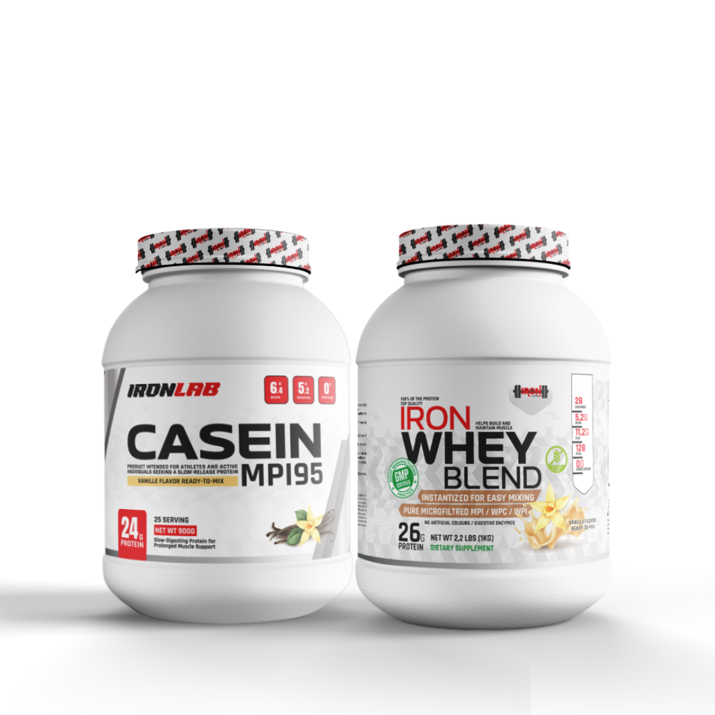 Pack Caséine MPI 95 Vanille (900 g) + Whey 1 kg Vanille