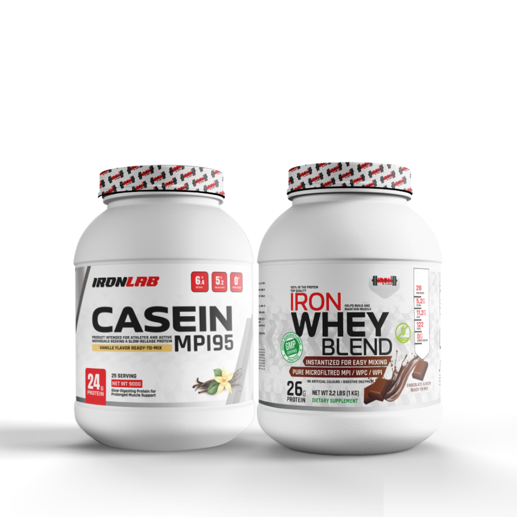 Pack Caséine MPI 95 Vanille (900 g) + Whey 1 kg Chocolat