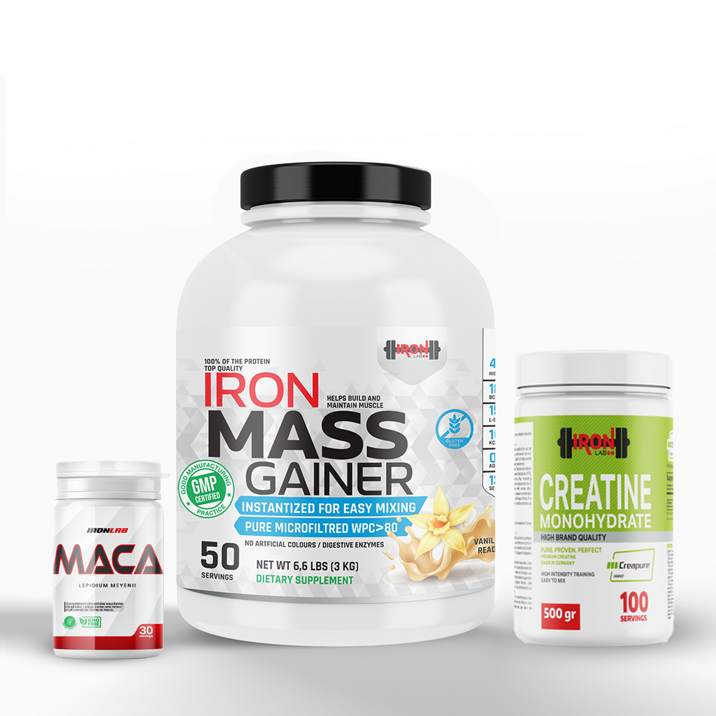 Pack Mass Gainer 3KG Vanille + Créatine Creapure® 500g + Maca