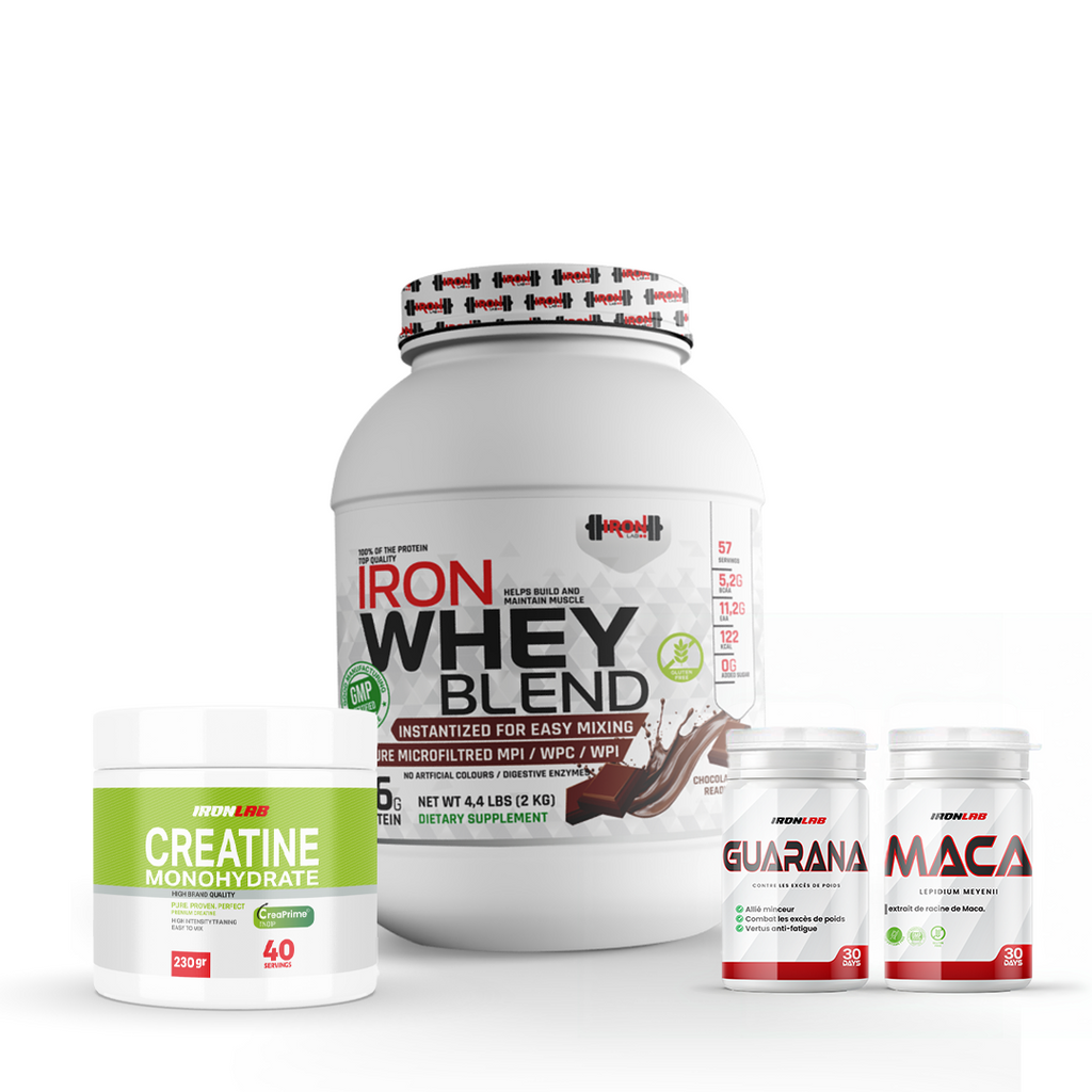 Pack IronLab 2KG + Créatine Creaprime 230g + Maca + Guarana